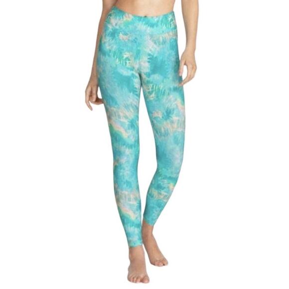 JOHNNY WAS x CALME Paddle Pants (Leggings) Aqua Keys Blue Tie Dye Gym Medium NWT - Picture 1 of 15
